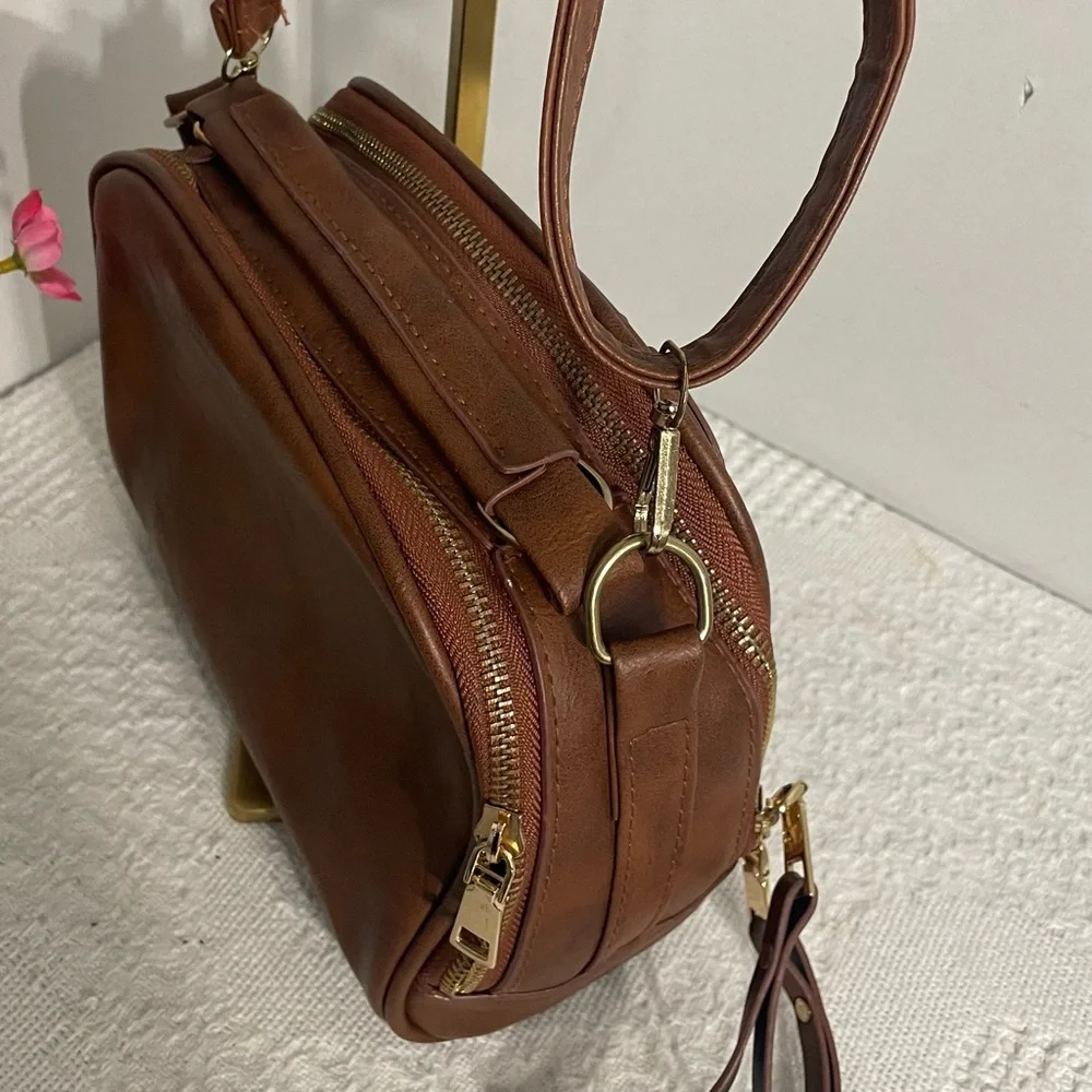 Geometric Appliqué Korean Style Crossbody Bag‎  Brown